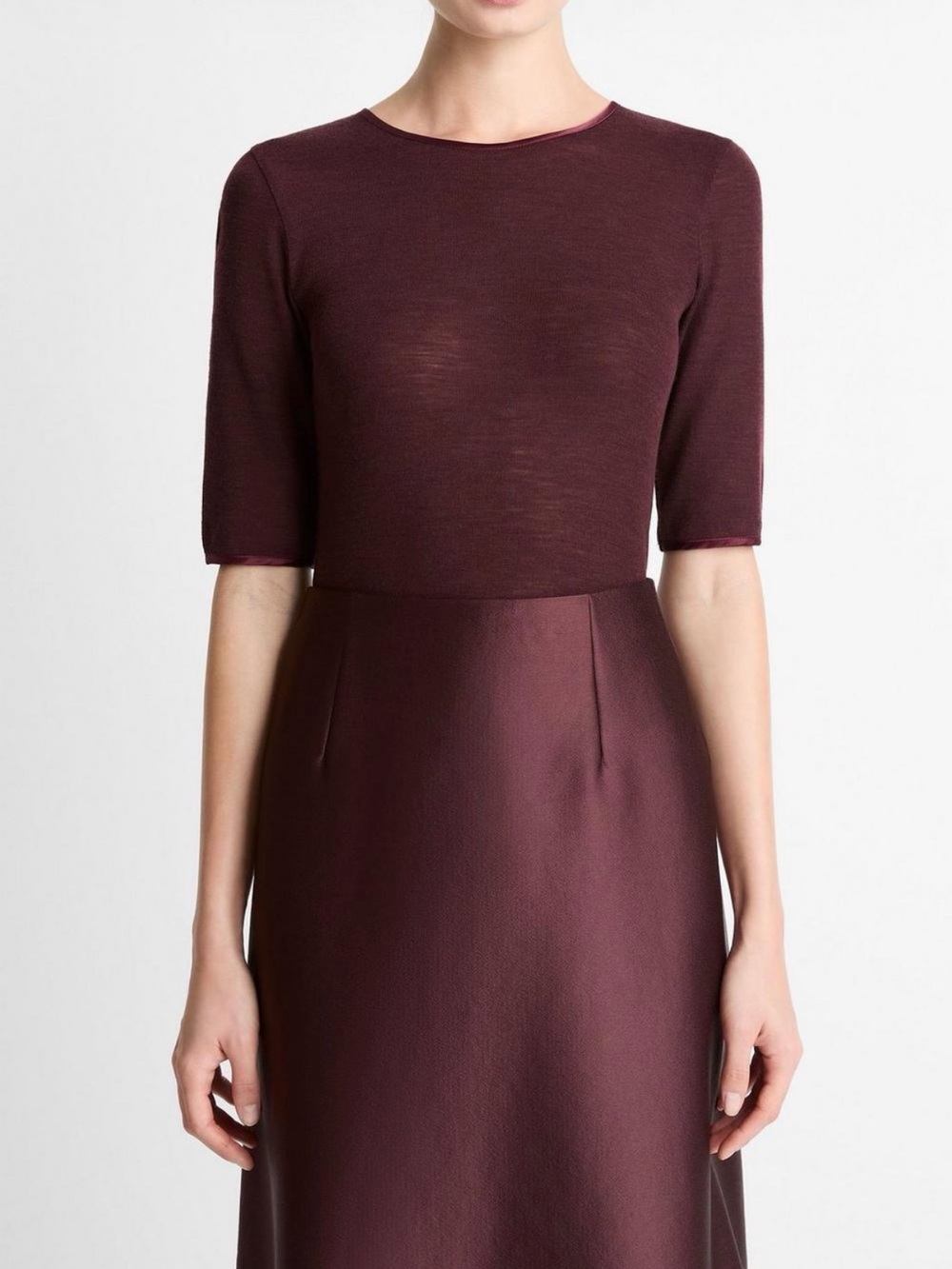 Vince Satin Trim Elbow T shirt